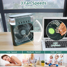 (FREE HOME DELIVERY) Portable Air Conditioner Fan With 3 Wind Speeds, Humidifier With LED Night Light Water Mist Fans