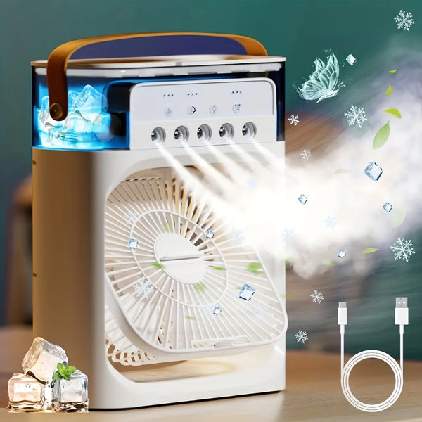 (FREE HOME DELIVERY) Portable Air Conditioner Fan With 3 Wind Speeds, Humidifier With LED Night Light Water Mist Fans